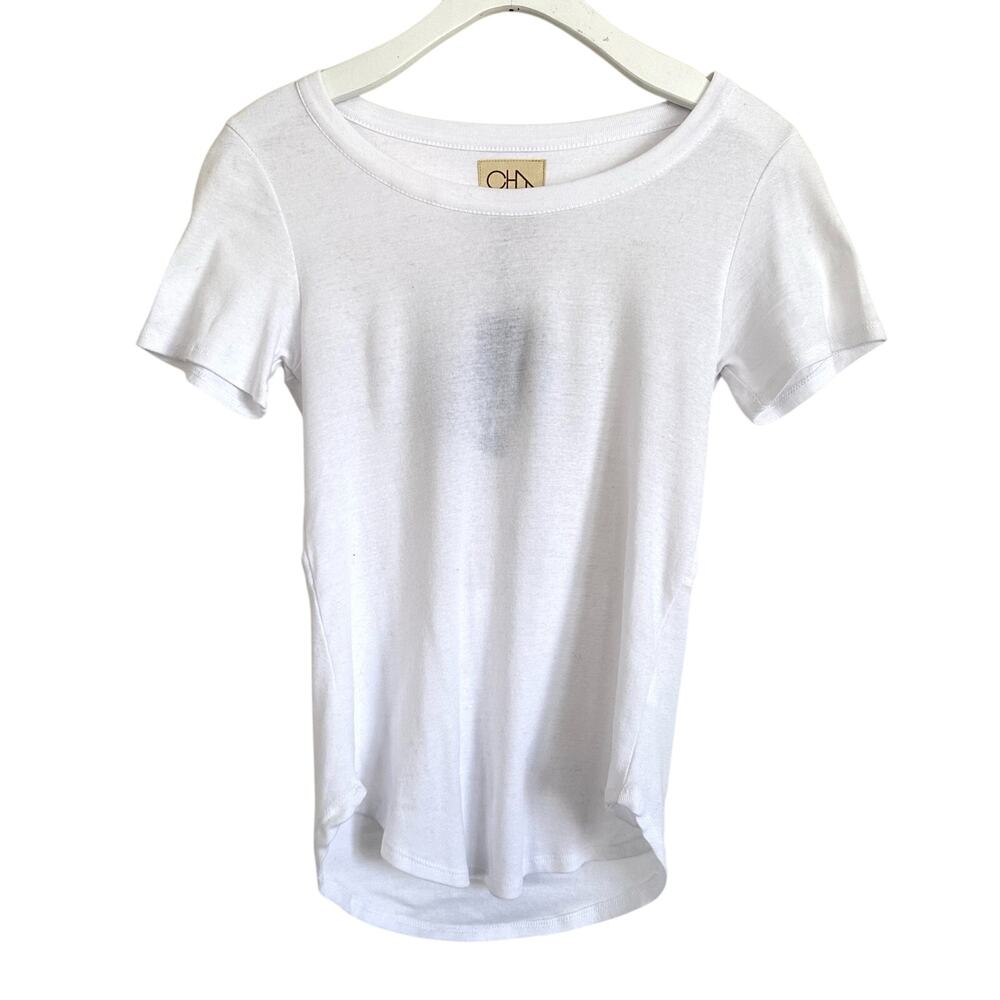 Chaser Women's White Lattice Grid Knit Open Back Short Sleeve T-Shirt Size XS
